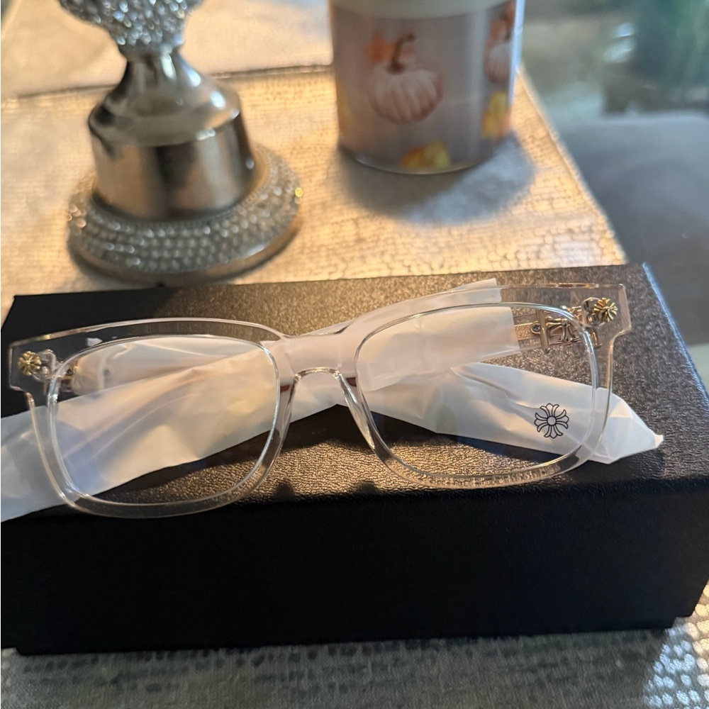 Chrome Hearts Clear Transparent Eyeglass Frames with Silver Accents